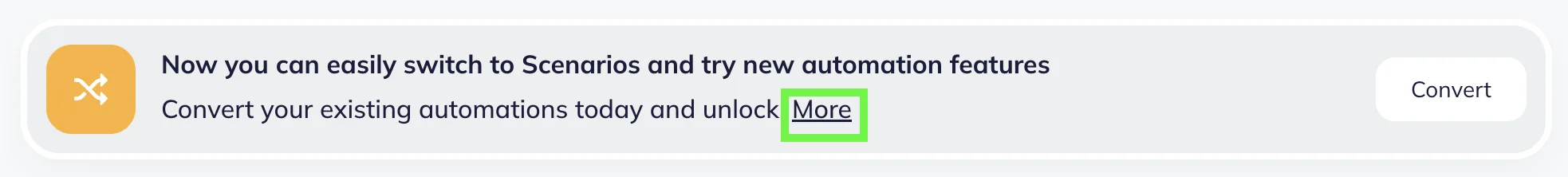 Notification with “More” menu highlighted on Selzy’s Automation page 