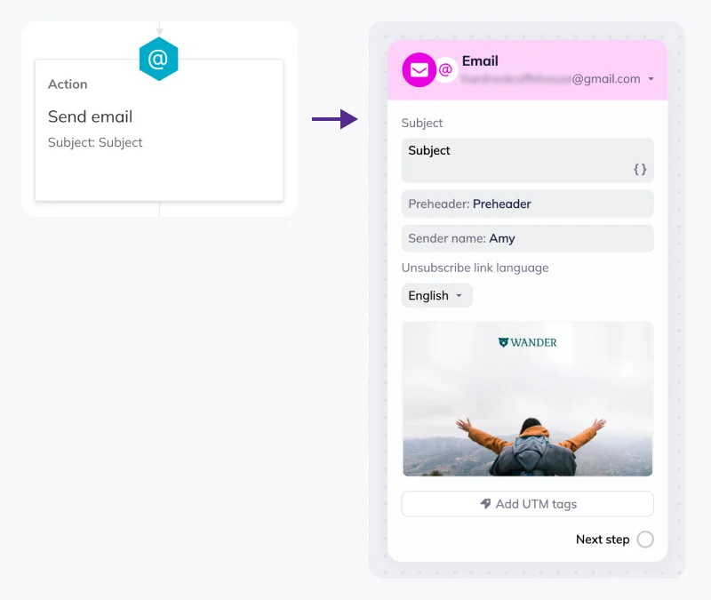 Comparison between Send email block in Automations and Email block in Scenarios