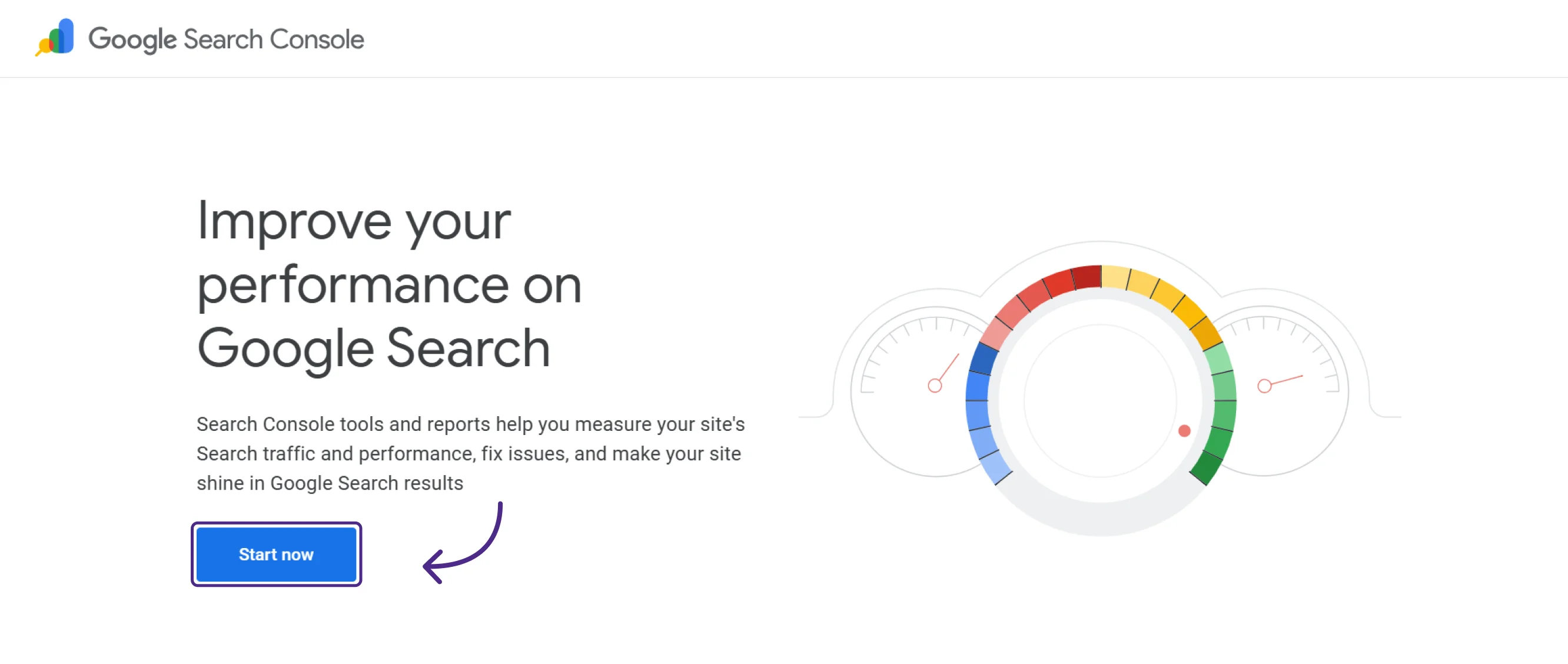 Google Search Console property setup screen with Domain and URL prefix options 