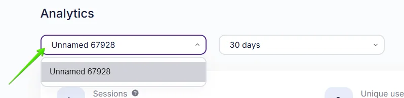 Schedule selection dropdown menu on the Analytics page