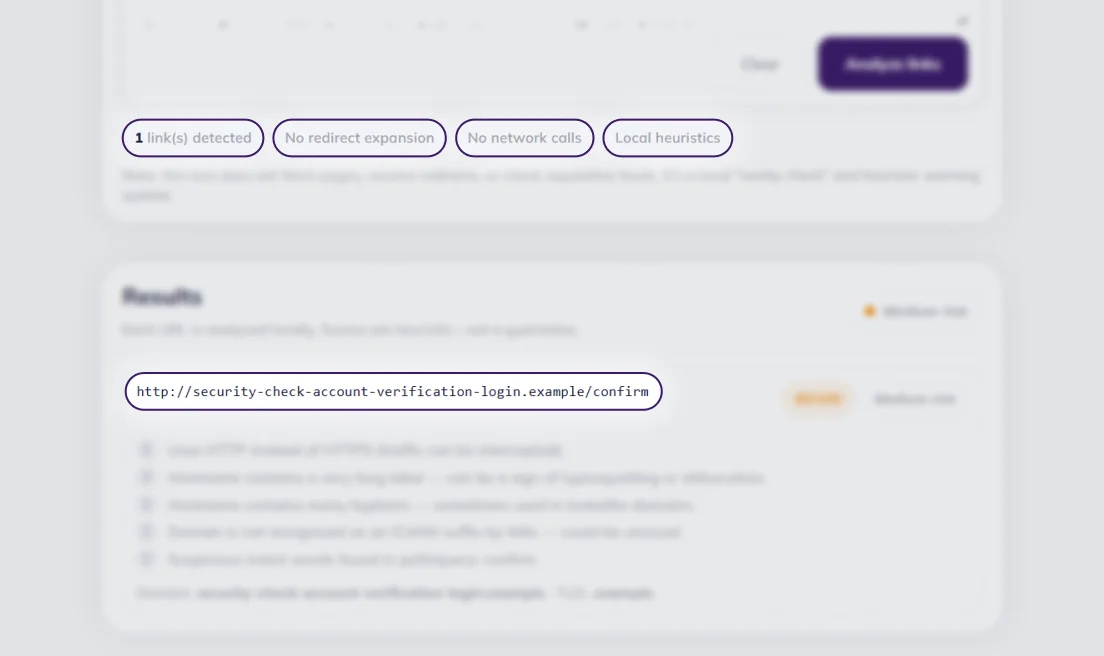 Detect malicious links and scams