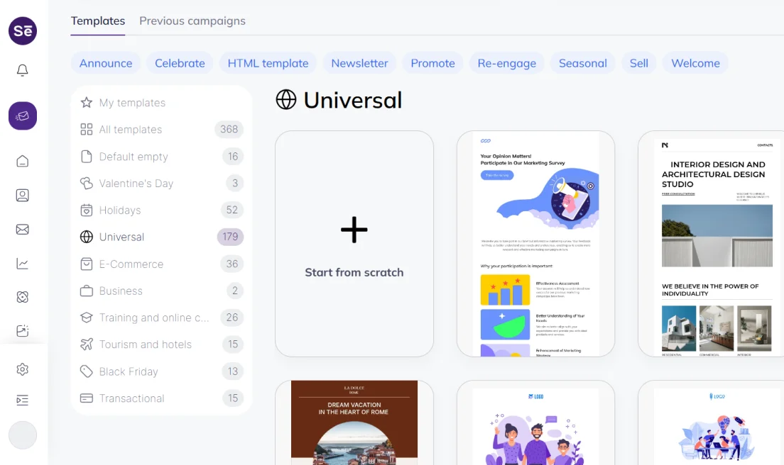 Pre-designed templates