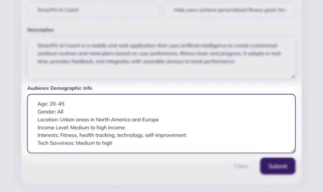 Add a short description of your customer persona, including age, occupation, and location.
