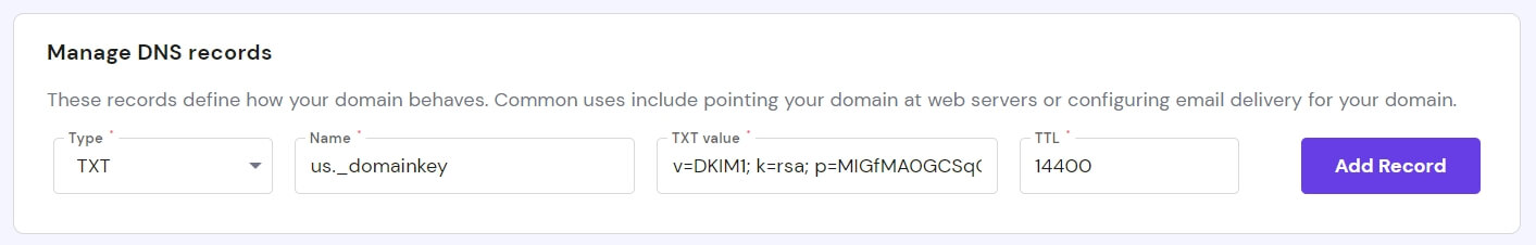 Adding DKIM records to the DNS.