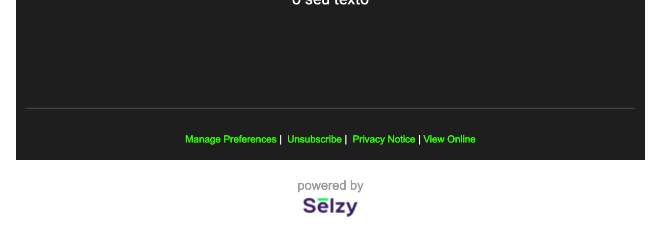 Powered by Selzy logo at the bottom of an email