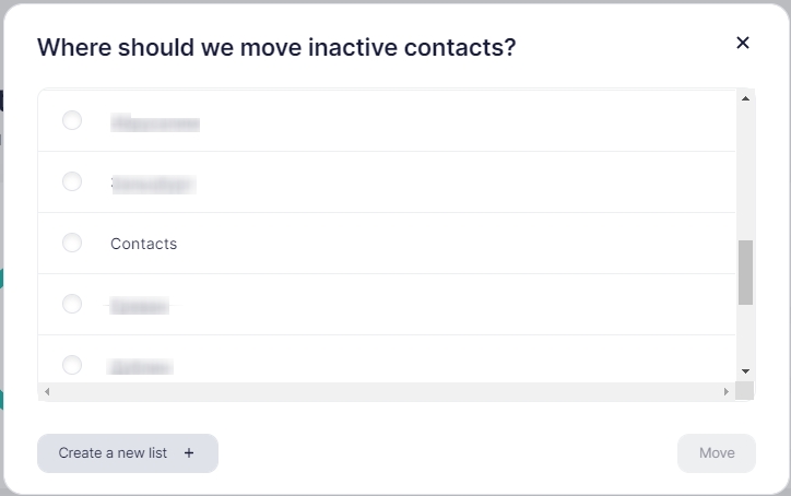 where to remove inactive contacts.