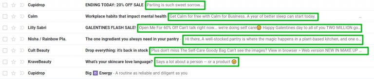 Examples of email preheaders