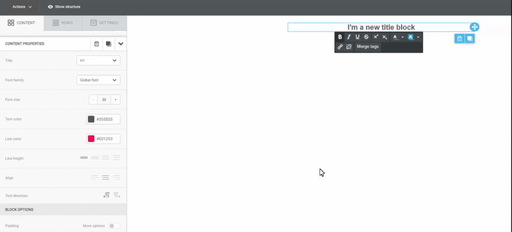 Selecting level for the Header block