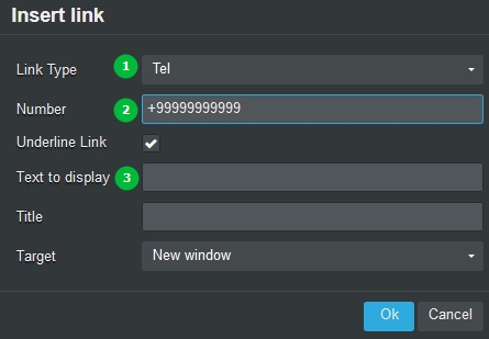 Adding a link to the phone number as a number