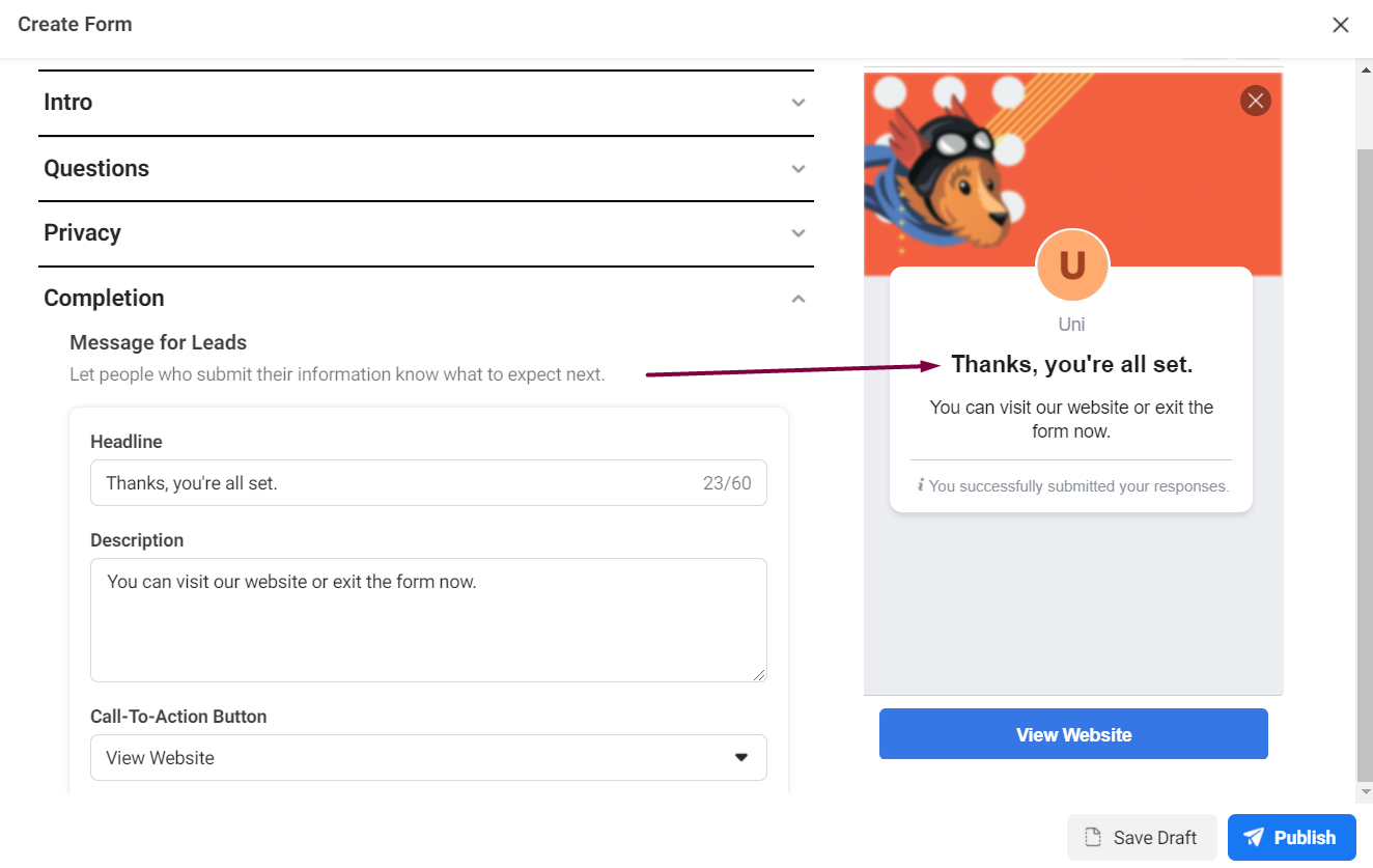 The preview on the right will help you see what your form will look like to the users.