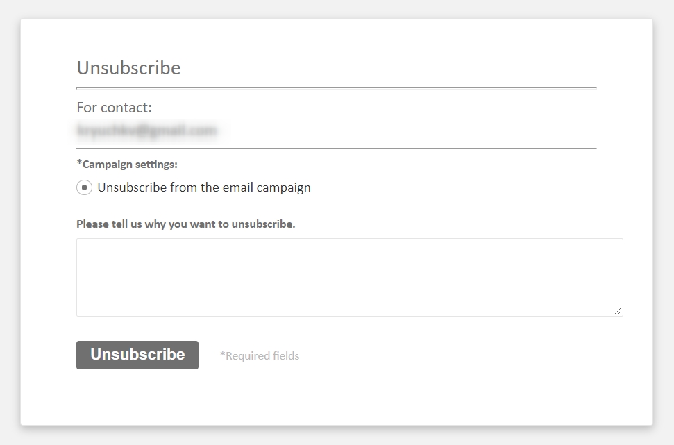 Default unsubscribe page.