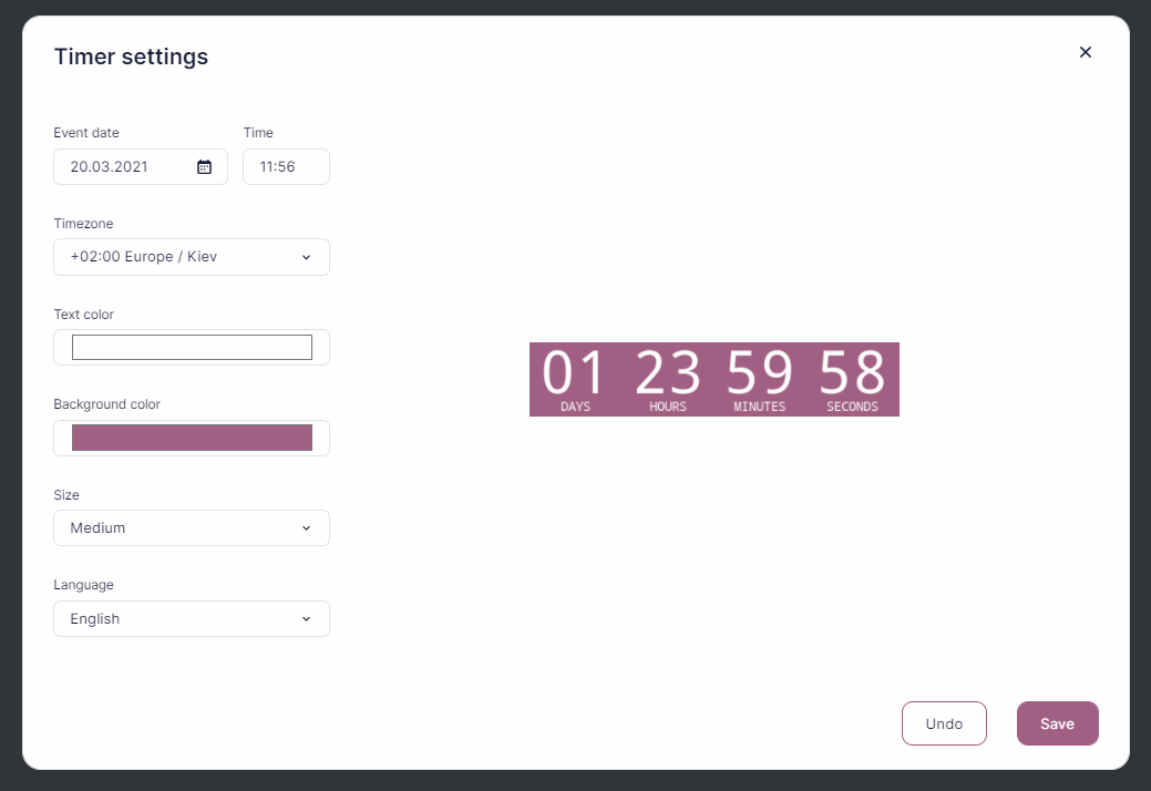 Setting the starting time for your timer.