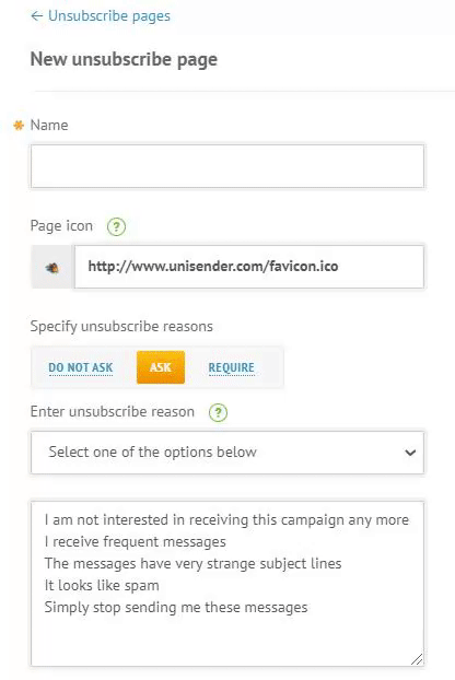 Changing the unsubscribe reason list.