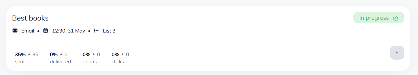 'In progress' email campaign status in Selzy