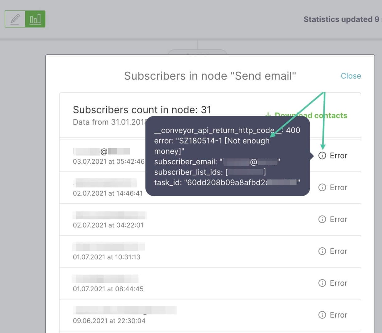 An example of an error in automations