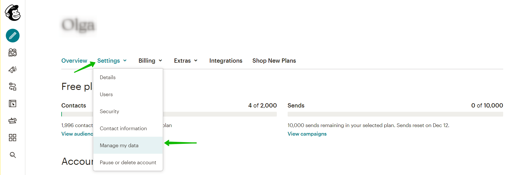 Importing data from Mailchimp.