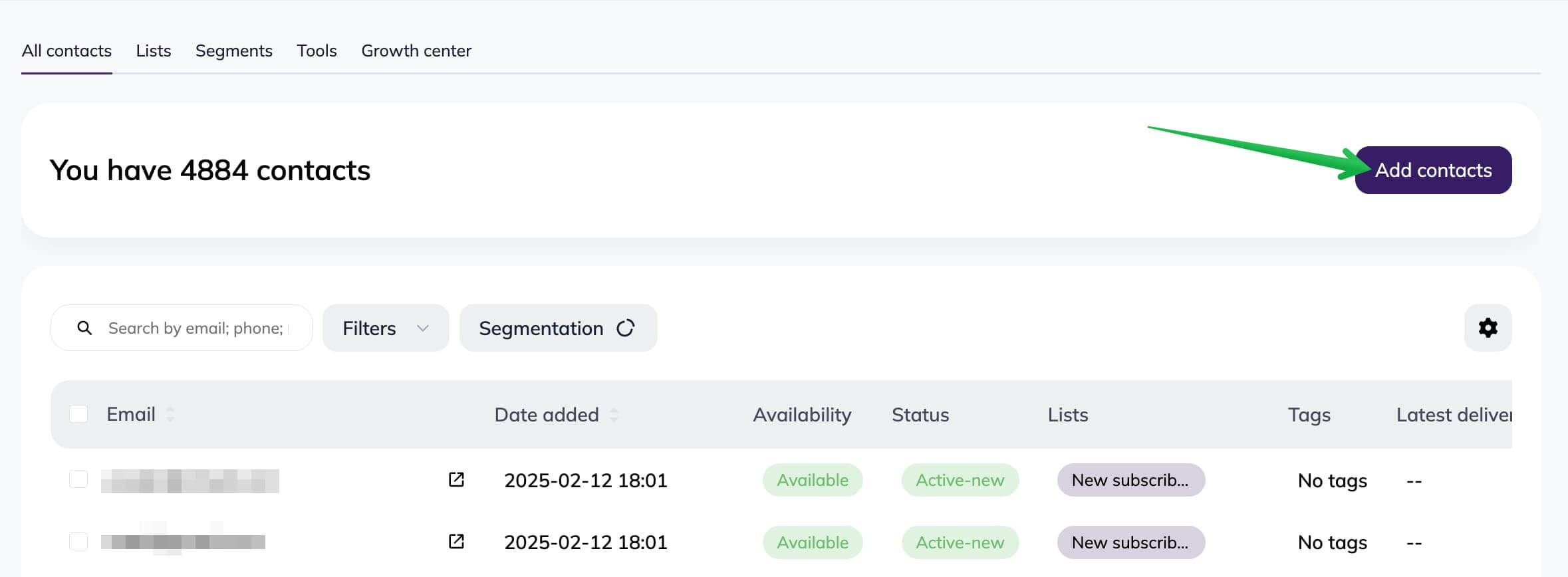 Adding contacts to Selzy.