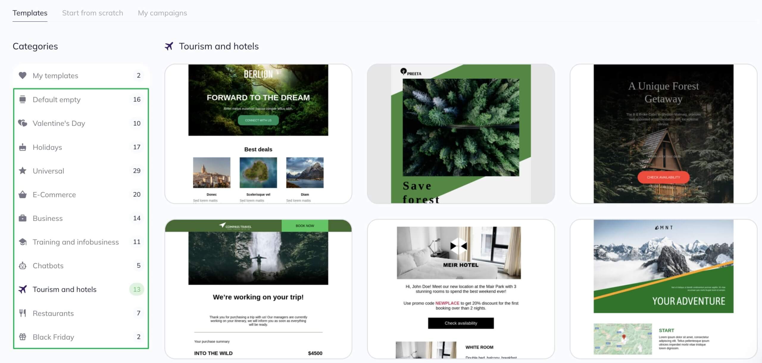 Selzy email templates.