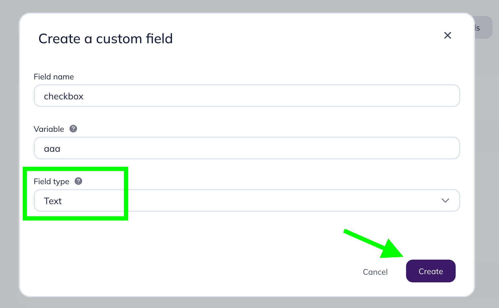 Naming the custom field 