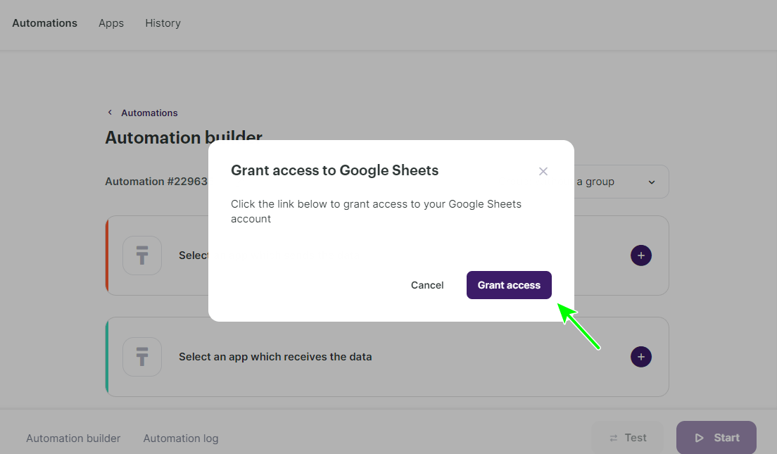 Granting Selzy access to your Google Sheets account 