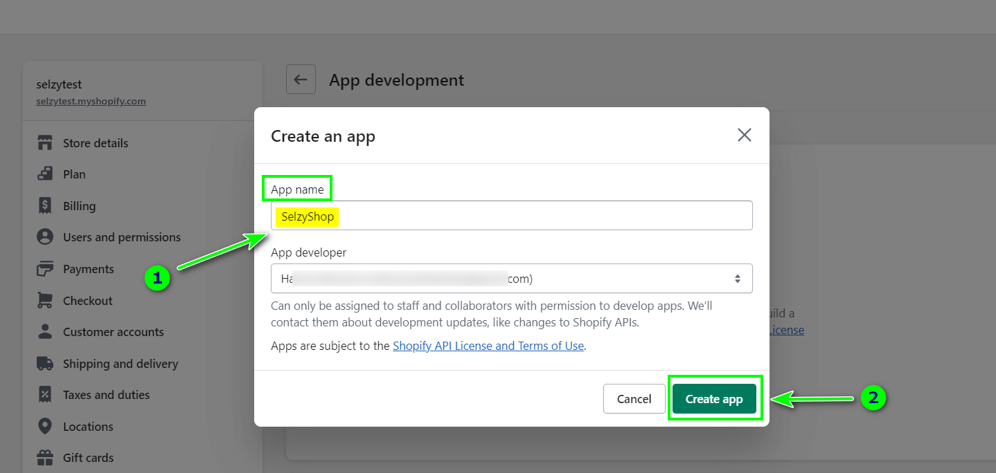 Enter a name for the app and click Create app: 