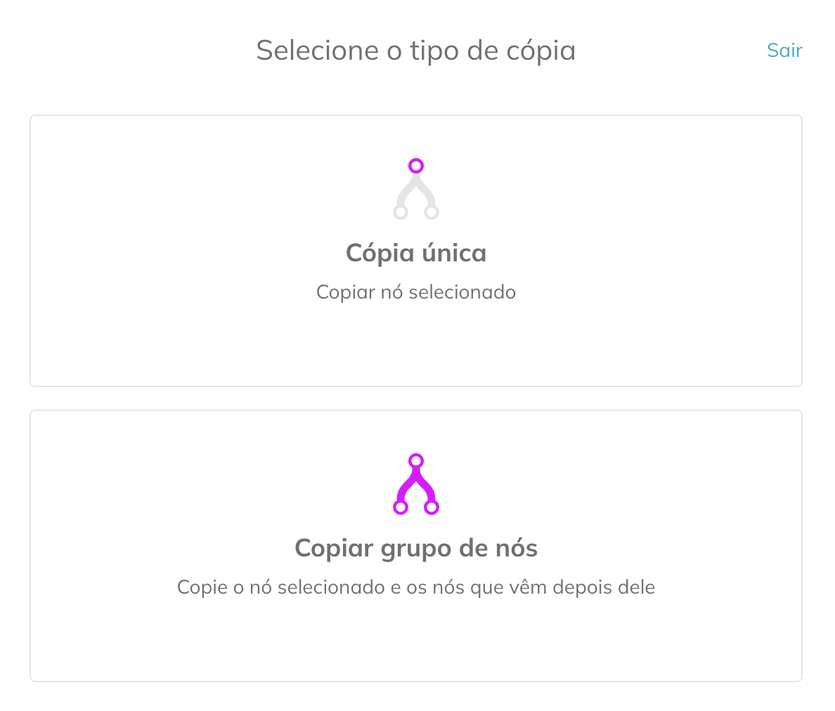 Opções de copiar bloco: Copiar apenas este bloco e Copiar grupo de blocos. 