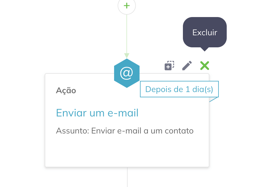 Para excluir um bloco, passe o mouse sobre ele e selecione a opção de excluir. 