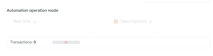 Automation operation mode with the number of transactions.