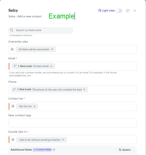 How to connect noCRM with Selzy 