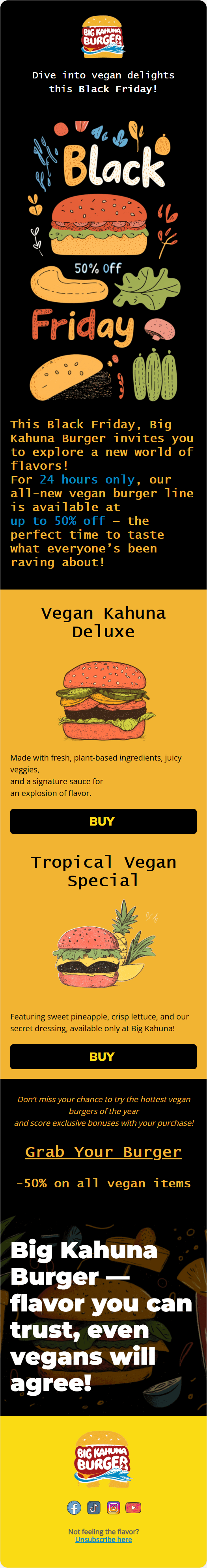 Big Kahuna Burger email template for mobile