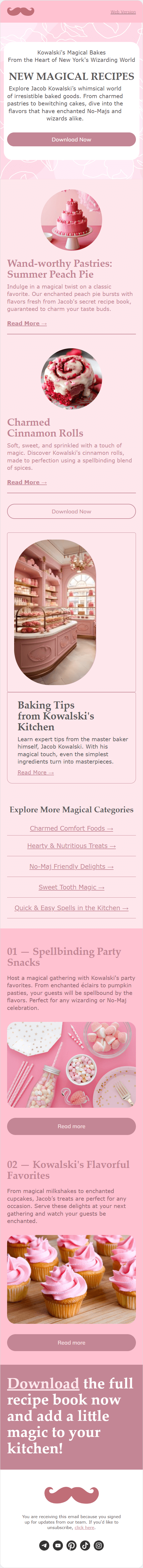 Kowalski’s Magical Bakes email template for mobile