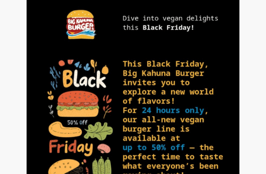 Big Kahuna Burger email template for desktop