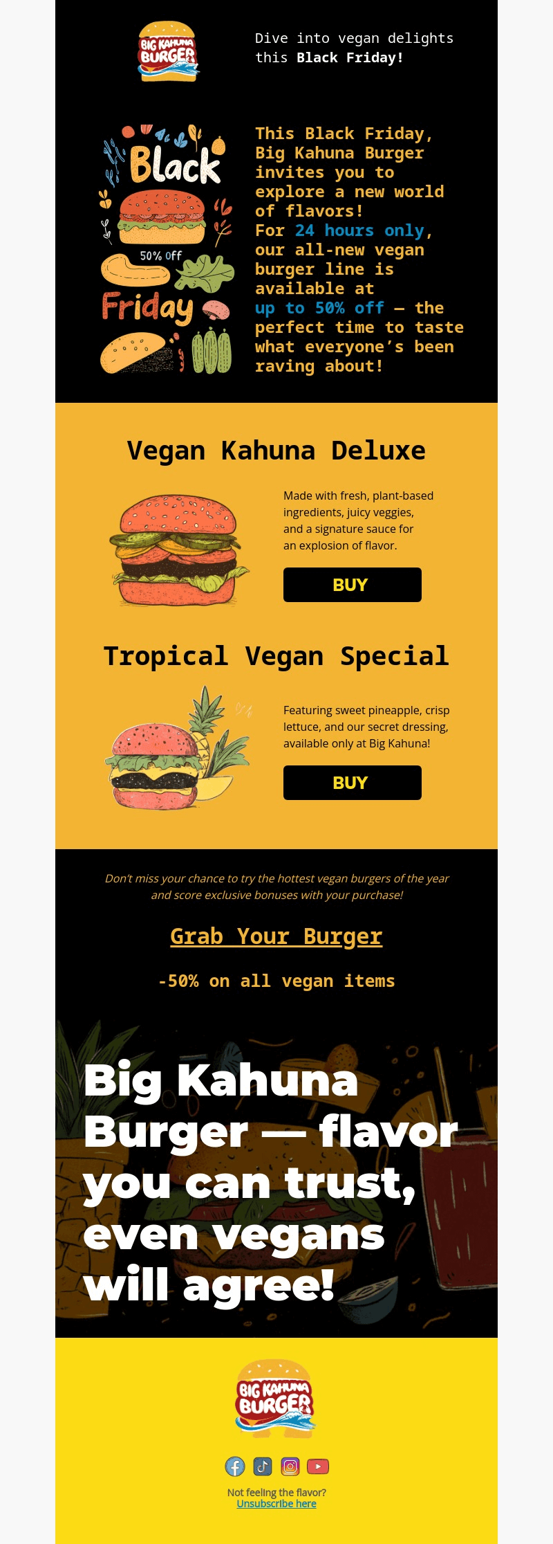 Big Kahuna Burger email template for desktop