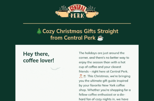 Central Perk email template for desktop