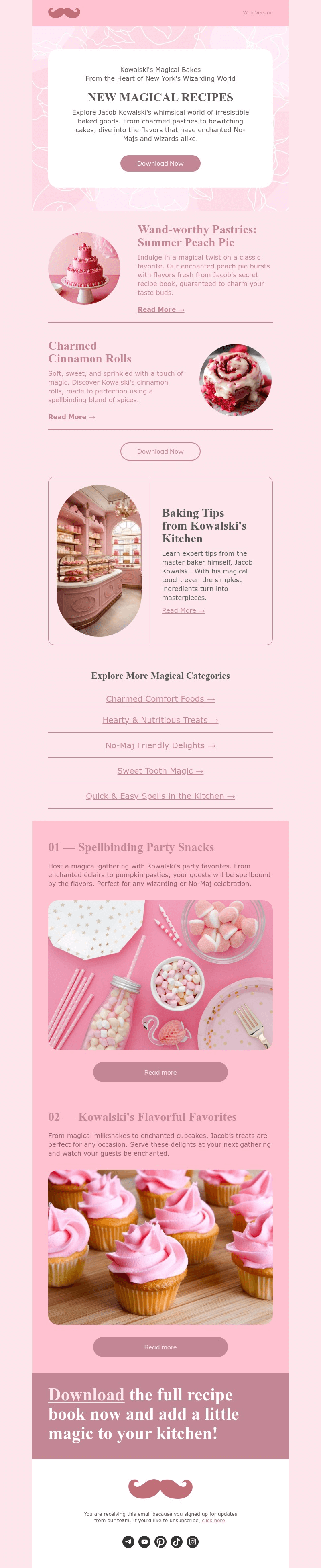 Kowalski’s Magical Bakes email template for desktop