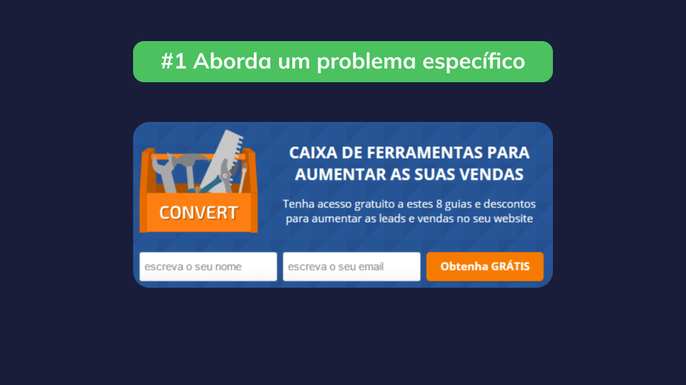 Um exemplo de um lead magnet que tem como alvo um problema específico, visando envolver clientes em potencial