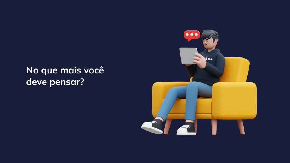 Uma ilustração representando uma pessoa contemplando vários pensamentos e ideias, simbolizando reflexão e consideração profundas