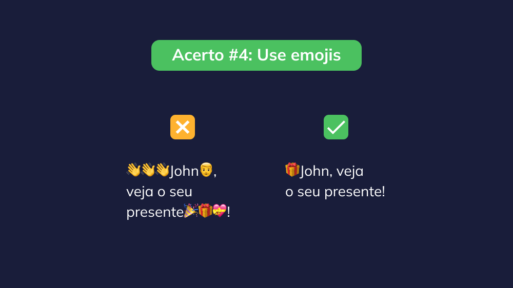 Exemplo de uso de emojis em linhas de assunto para aumentar o engajamento e transmitir o tom de forma eficaz.