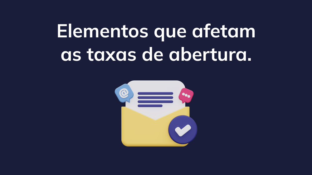 Infográfico ilustrando vários elementos que afetam as taxas de abertura, mostrando seus relacionamentos e importância.