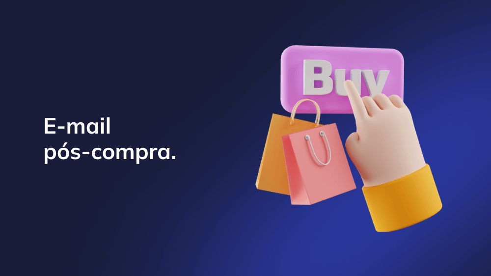 Uma ilustração representando um e-mail pós-compra, destacando detalhes do pedido e agradecimento do cliente.