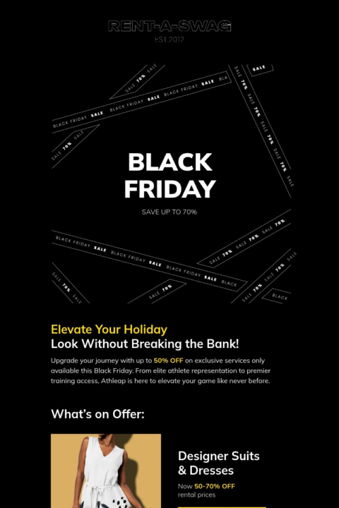 Rent-a-Swag Black Friday email template