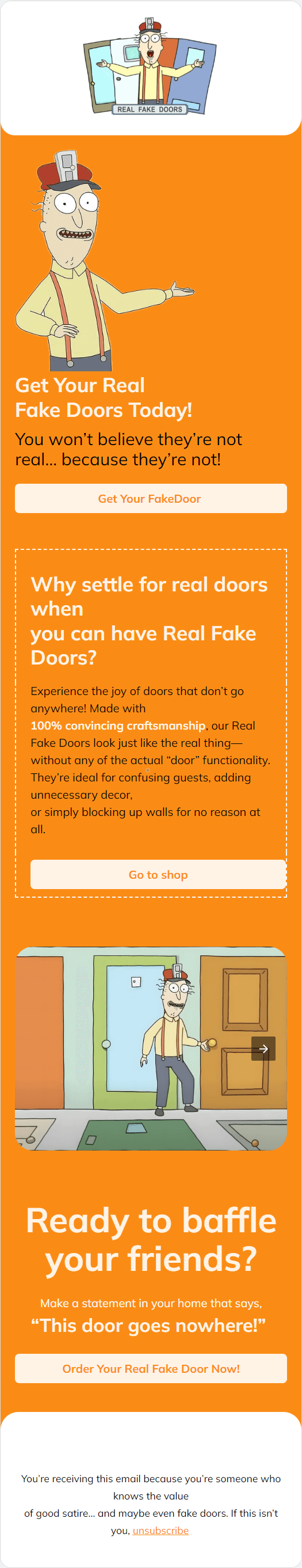 Fake Doors email template for mobile