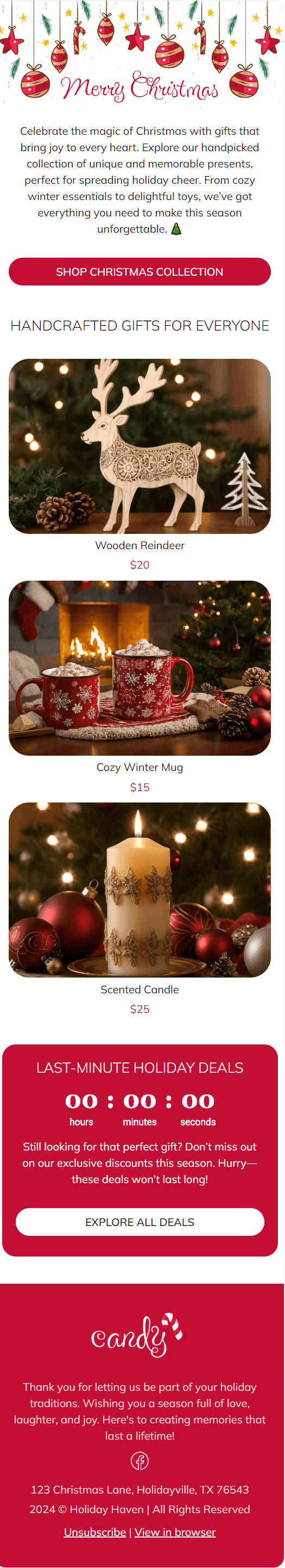 Holiday Cheer Alert email template for mobile