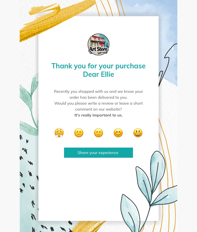 Art Store email template for desktop