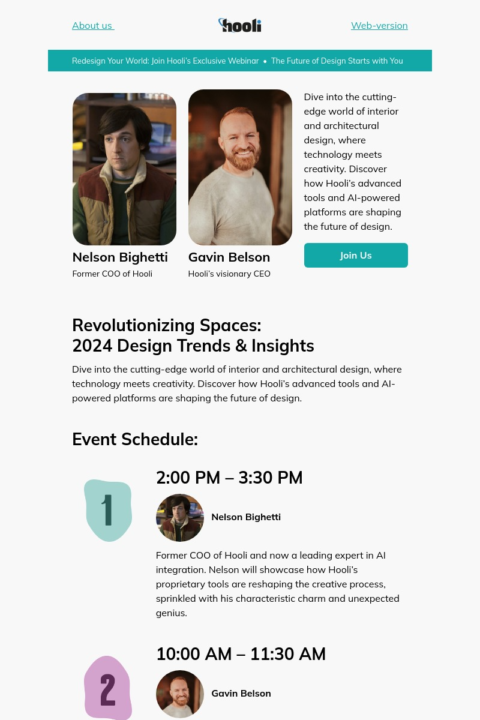 Promo email template for design-related online events