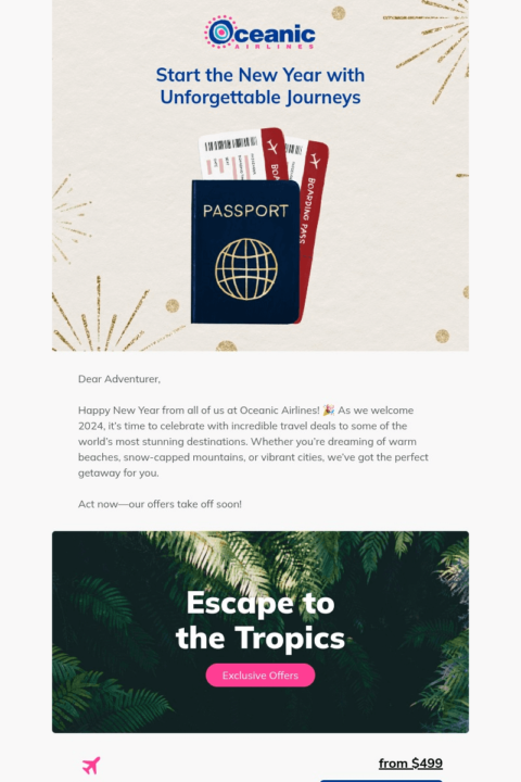 Oceanic New Year's email template