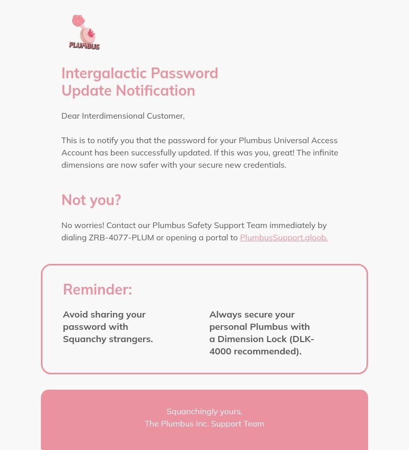 Plumbus Universal Access email template for desktop