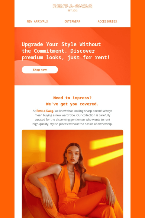 Rent-a-Swag orange email template