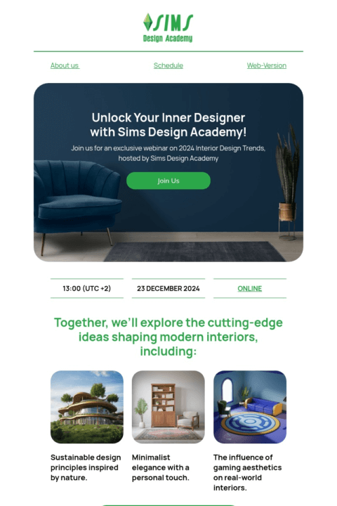 Selzy's designed email template