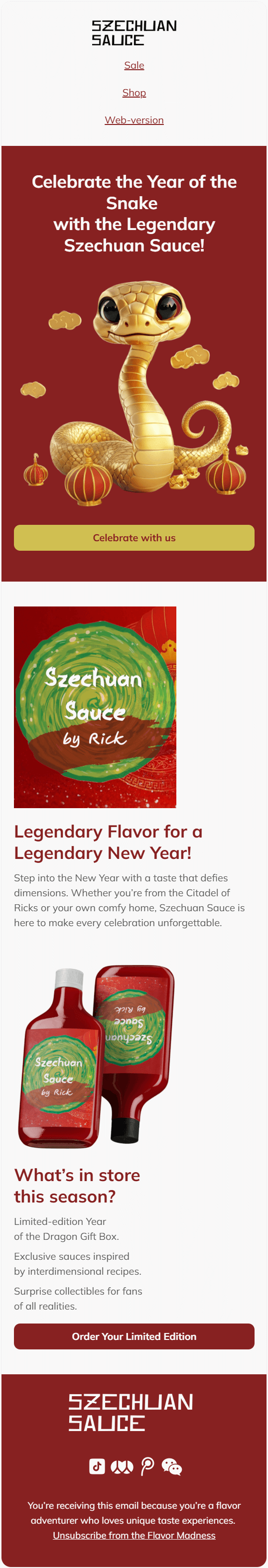 Szechuan Sauce email template for mobile